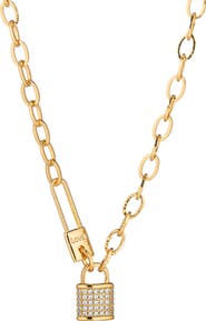 EYE CANDY LOS ANGELES Cubic Zirconia Lock Pendant Necklace