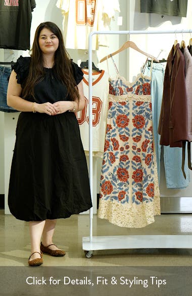 FARM Rio Francesca Sand Lace Detail Floral Dress Nordstrom