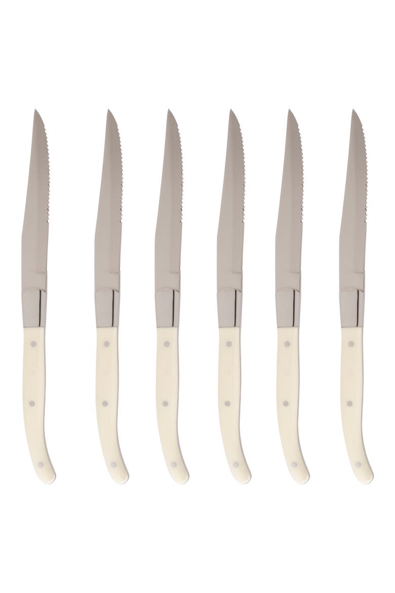 Provencal Blonde 6-Piece Serrated Steak Knife Set, Main, color, BROWN