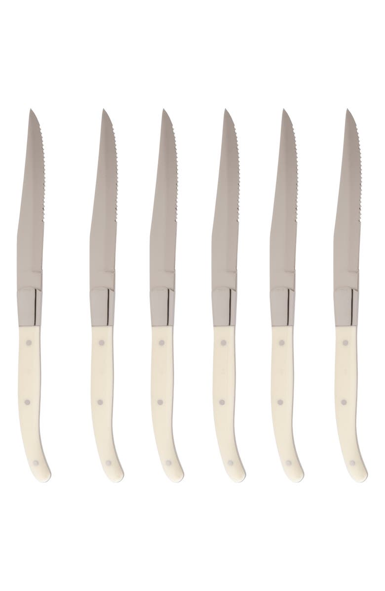 Fortessa Provencal Blonde 6-Piece Serrated Steak Knife Set, Main, color, Brown