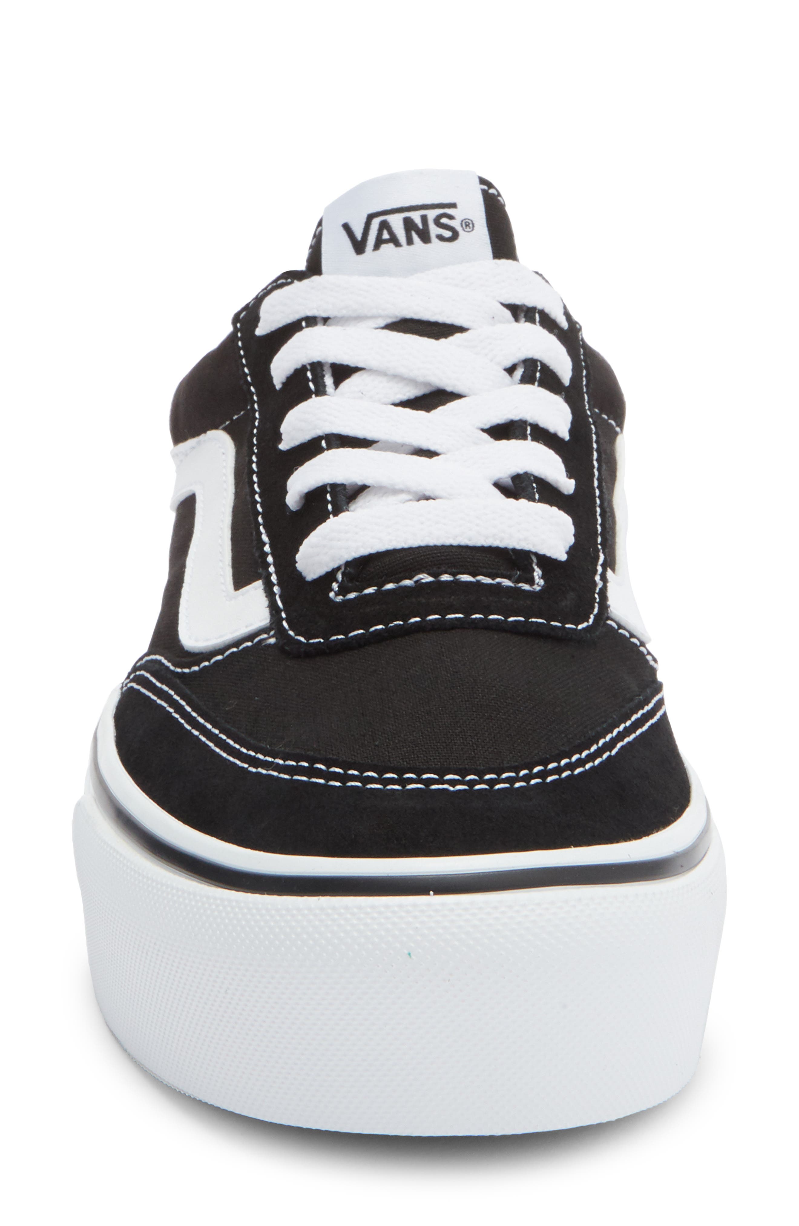 Vans Brooklyn Low Top Platform Sneaker, Alternate, color, Suede/Canvas Black/White