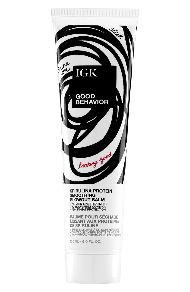 IGK Good Behavior Spirulina Protein Smoothing Blowout Balm, Main, color,