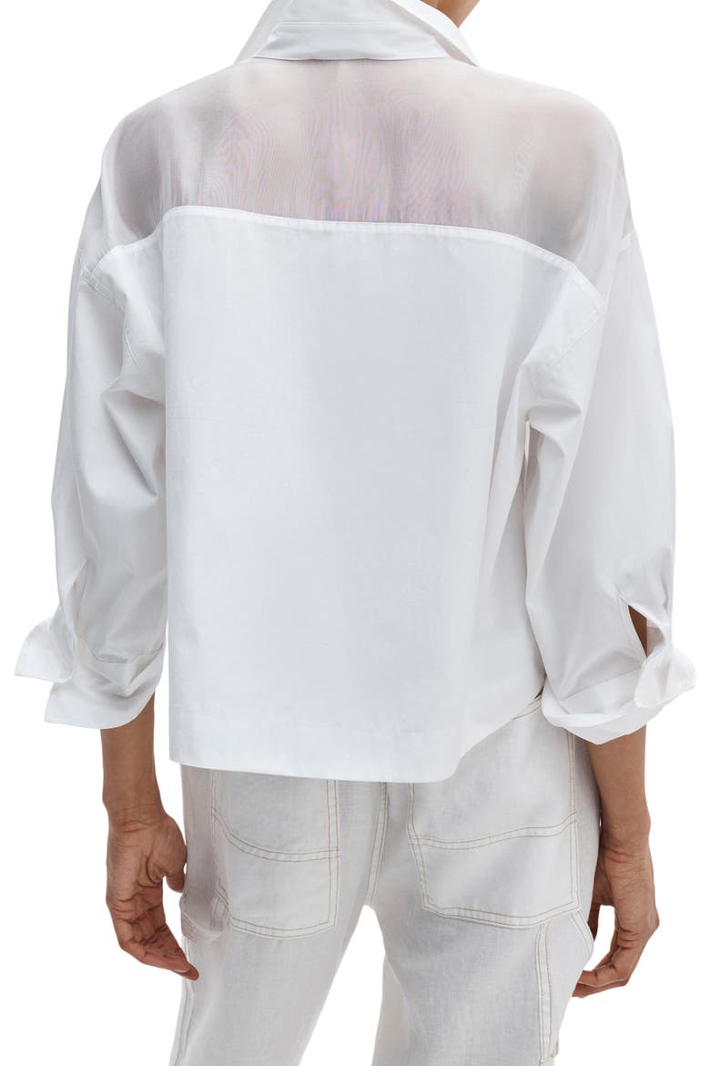 Elly Crop Button-Up Shirt, Alternate, color, WHITE