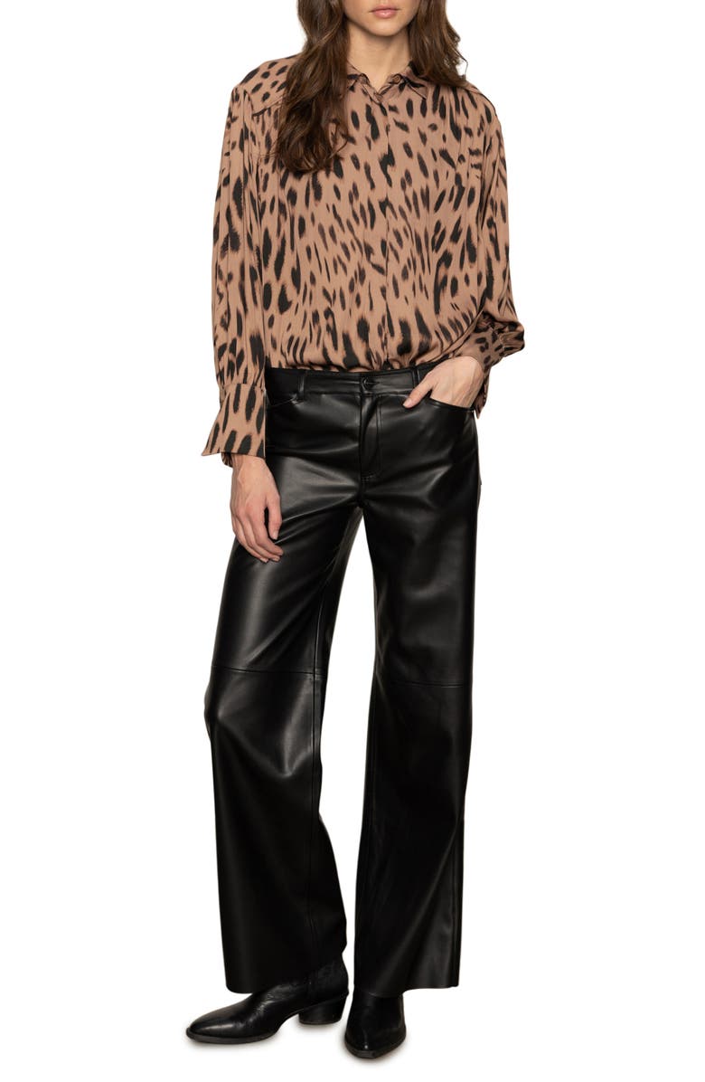 Sanctuary Rebel Abstract Animal Print Button-Up Shirt, Alternate, color, Mocha Leo