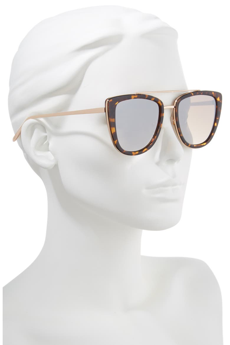 Australia French Kiss 55mm Cat Eye Sunglasses, Alternate, color, TORT/GOLD