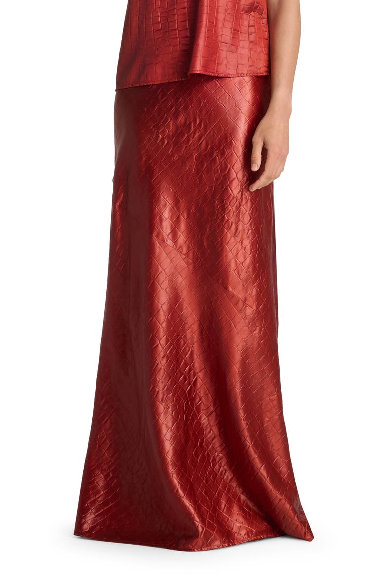 Croc Textured Satin A-Line Skirt, Main, color, AUBURN