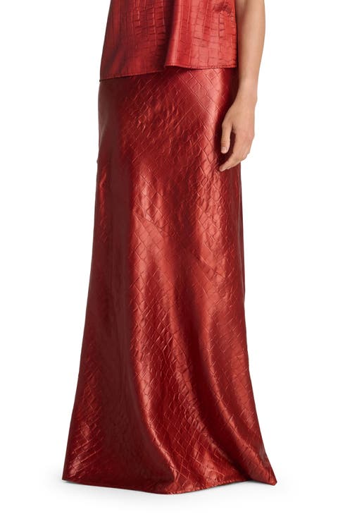 Croc Textured Satin A-Line Skirt