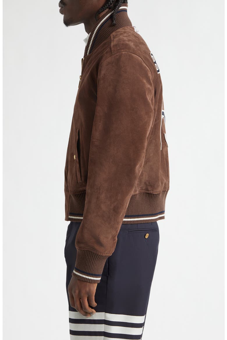 Suede Bomber Jacket, Alternate, color, DARK BROWN