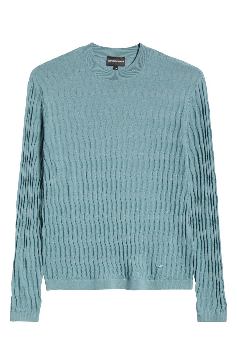 Emporio Armani Diamond Stitch Virgin Wool Crewneck Sweater, Alternate, color, Teal