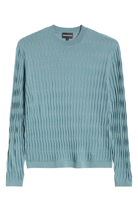 Diamond Stitch Virgin Wool Crewneck Sweater