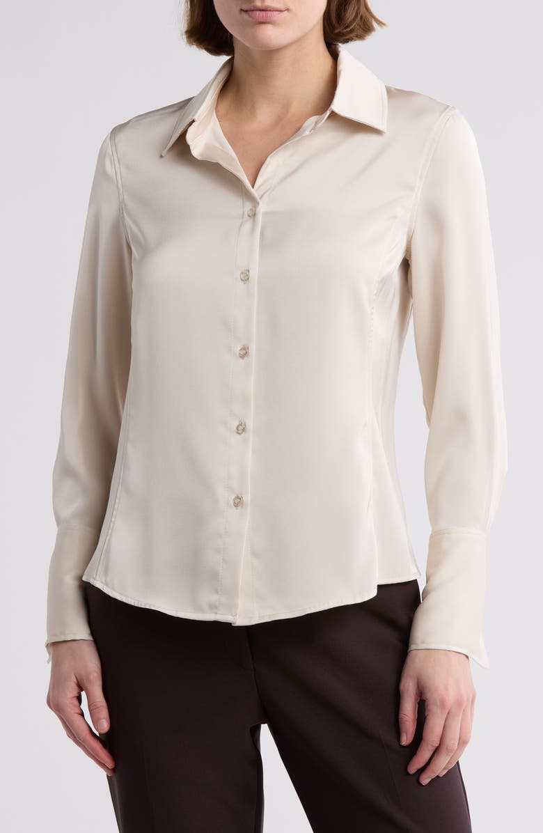 T Tahari Spread Collar Button-Up Shirt, Main, color,