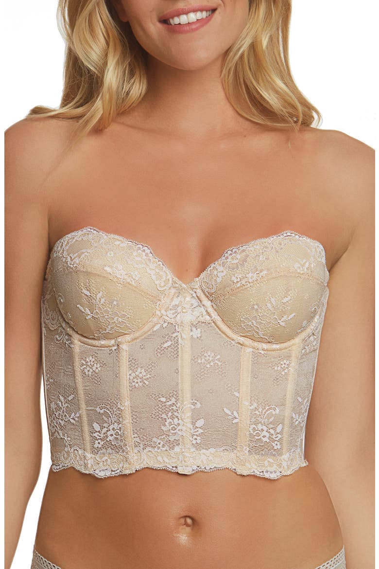 Tayler Lace Strapless Underwire Bustier, Main, color, LATTE