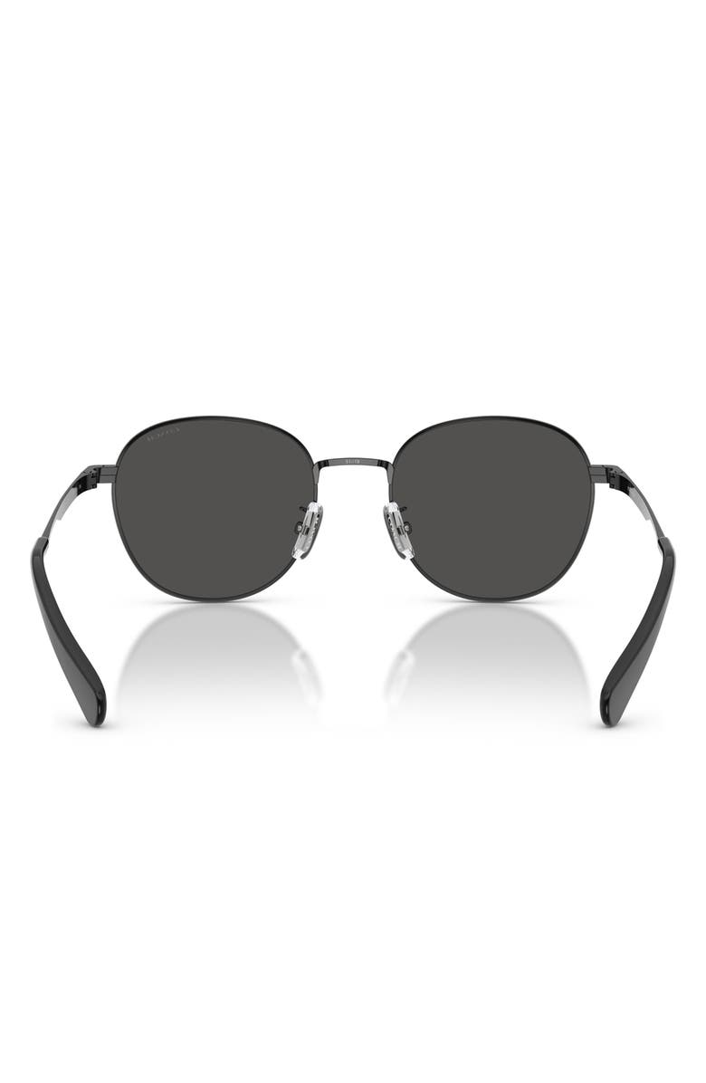 COACH 51mm Round Sunglasses, Alternate, color, Shiny Black / Grey Solid