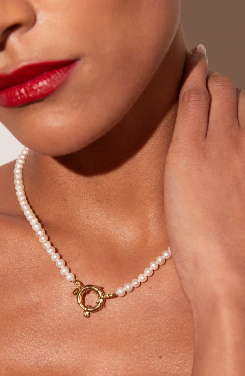 Aurate New York Pearl Aura Beaded Necklace, Alternate, color, Pearl