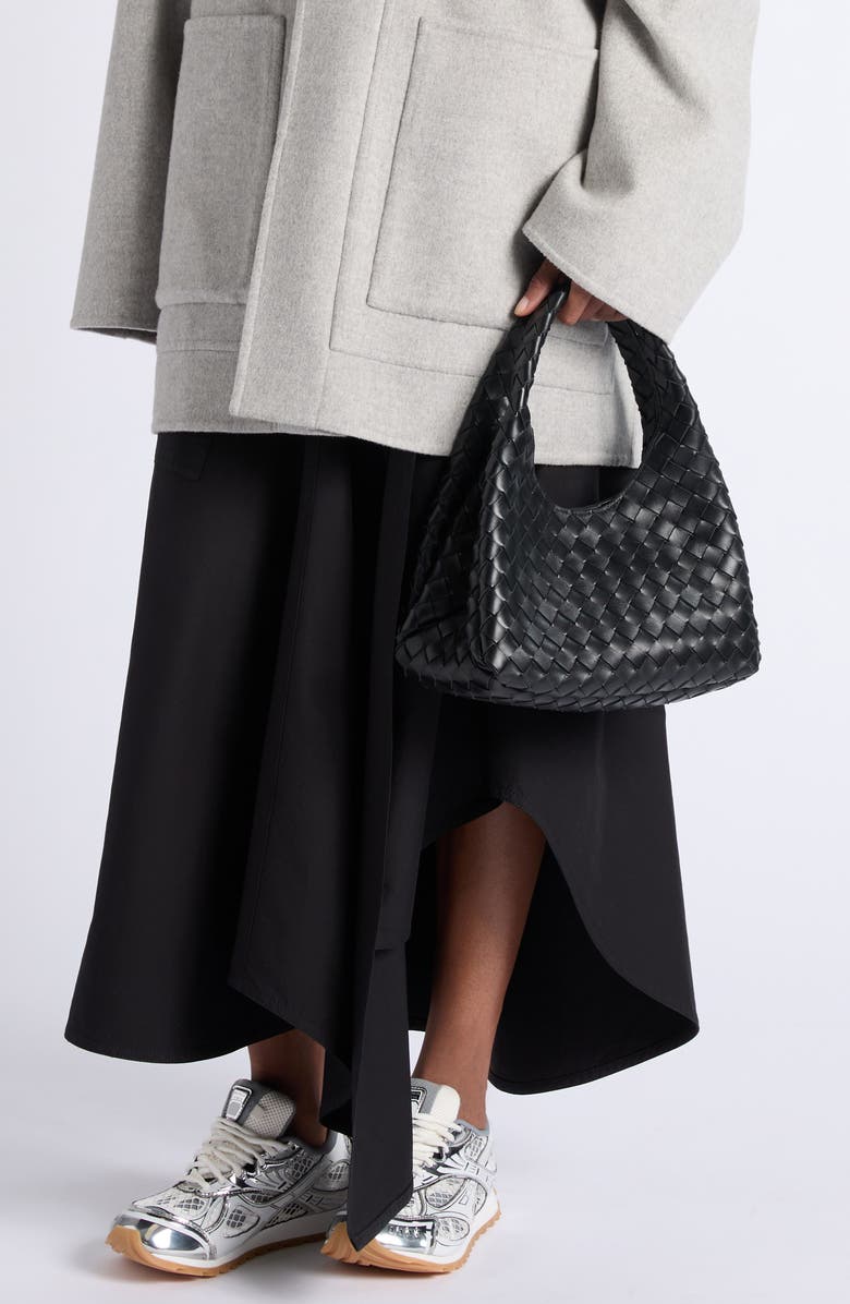 Bottega Veneta Small Campana Intrecciato Leather Shoulder Bag, Alternate, color, Black-Brass
