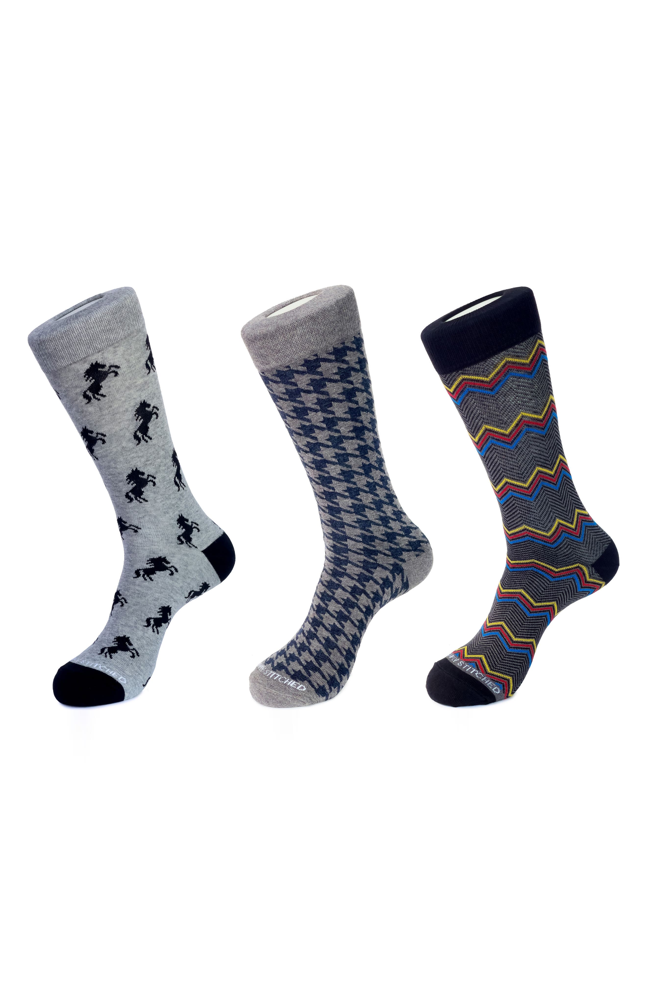 3-Pack Patterned Crew Socks