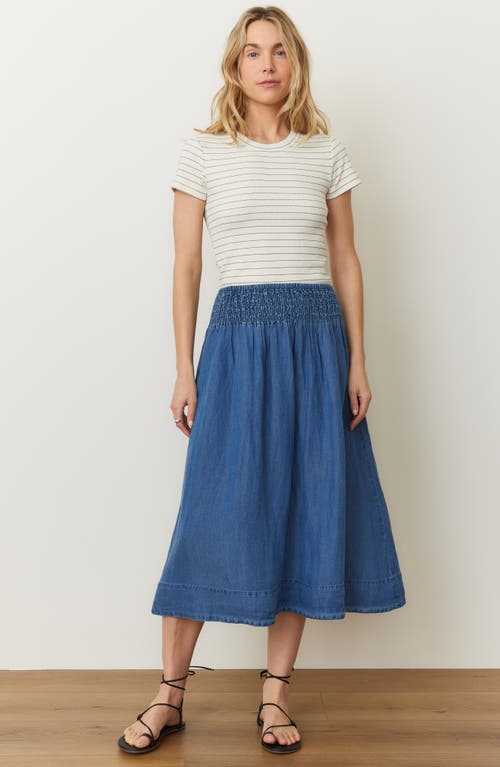 Marine Layer Bea Charm Midi Skirt In Medium Wash