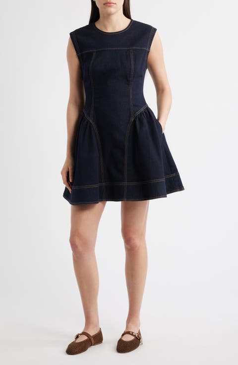 Melinda Sleeveless Fit & Flare Denim Dress