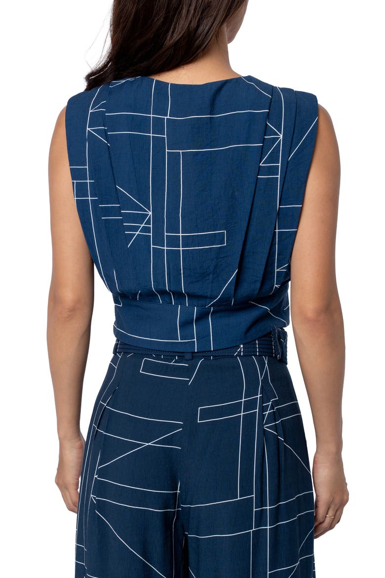 Adrina Geo Print Sleeveless Top, Alternate, color, NAVY/ WHITE