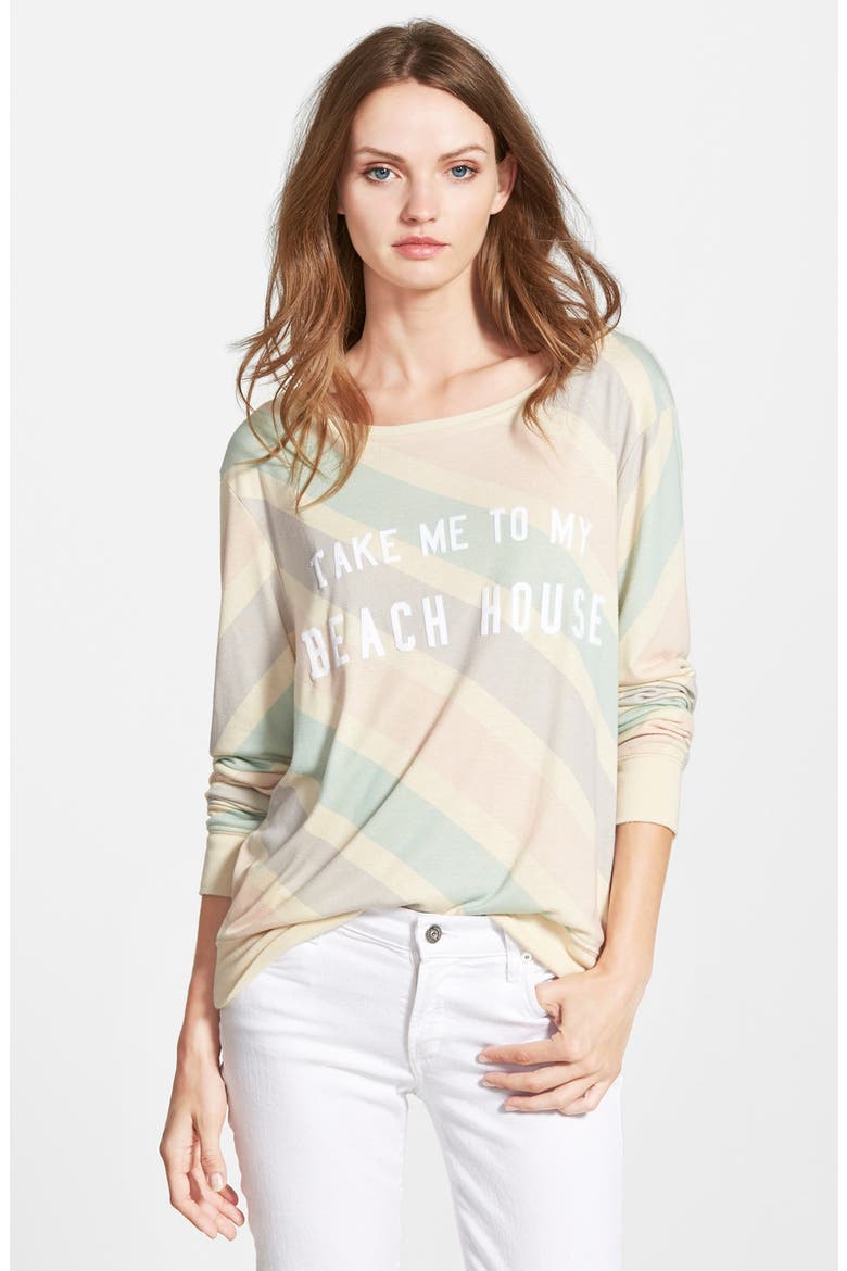 'Beach House' Stripe Sweatshirt, Main, color, MULTI COLORED