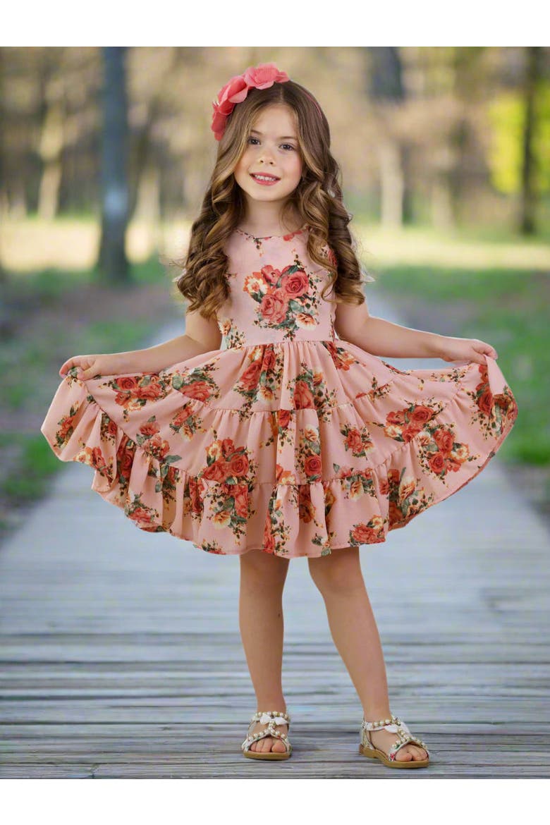 Girls Boho Blossom Tank Tiered Dress, Alternate, color, Pink