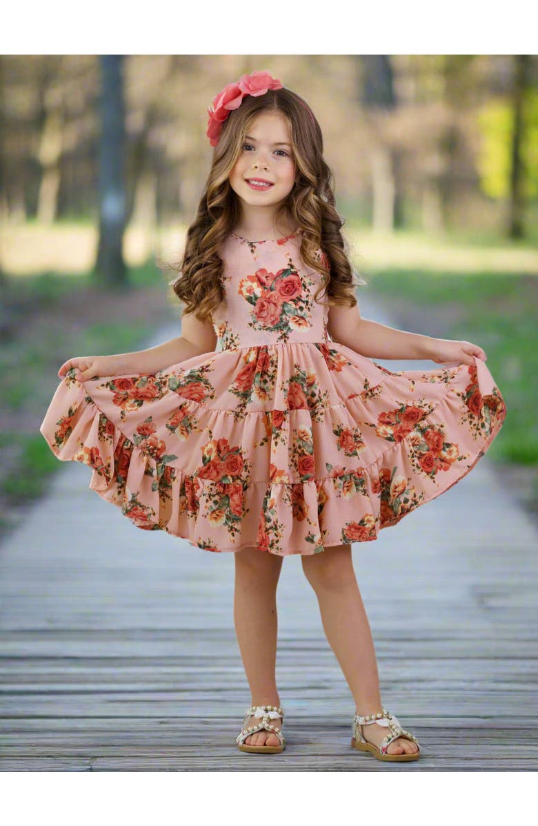 Mia Belle Girls Girls Boho Blossom Tank Tiered Dress, Alternate, color, Pink