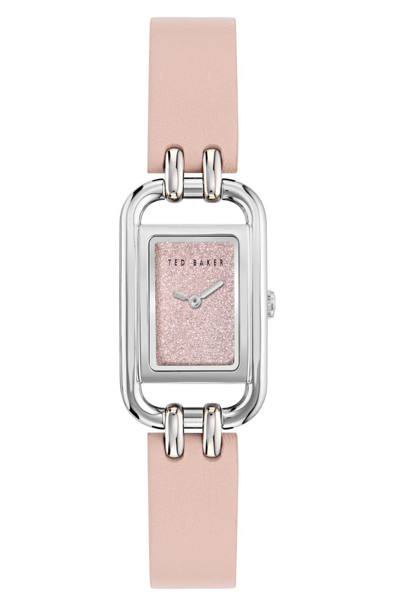 Ted Baker Leather Strap Watch, 17mm, Main, color, Pink