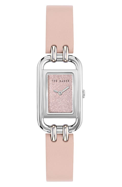 Leather Strap Watch, 17mm