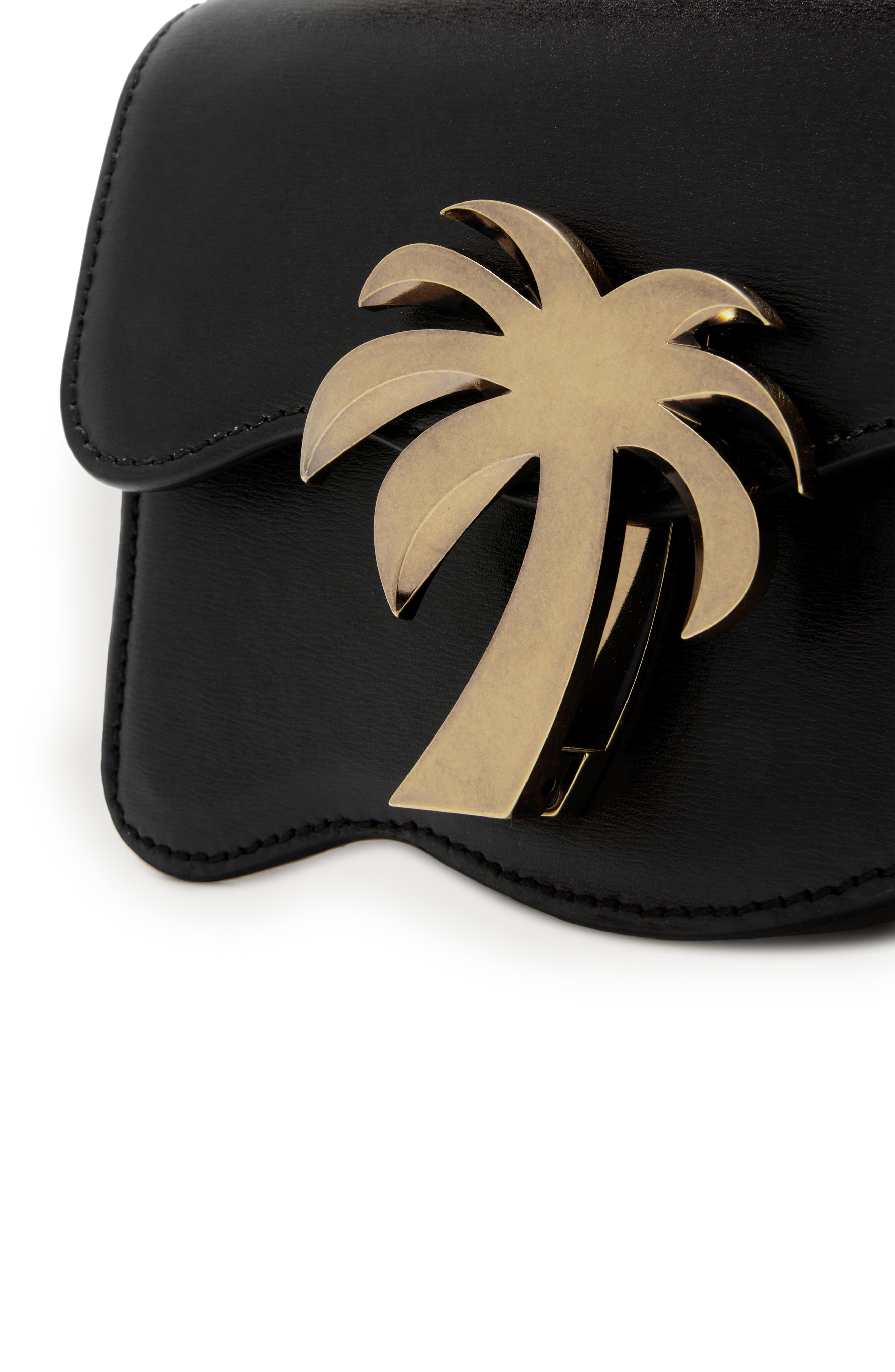 Palm Angels Palm Beach Leather Shoulder Bag, Alternate, color, 