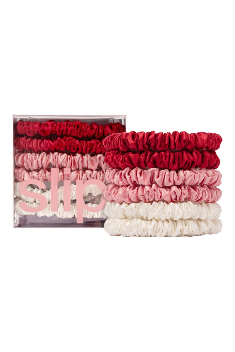 Sweetie 6-Pack Skinny Silk Scrunchies, Main, color, SWEETIE