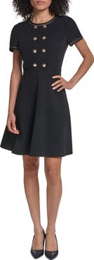 KARL LAGERFELD PARIS Metallic Detail Scuba Crepe Sheath Dress
