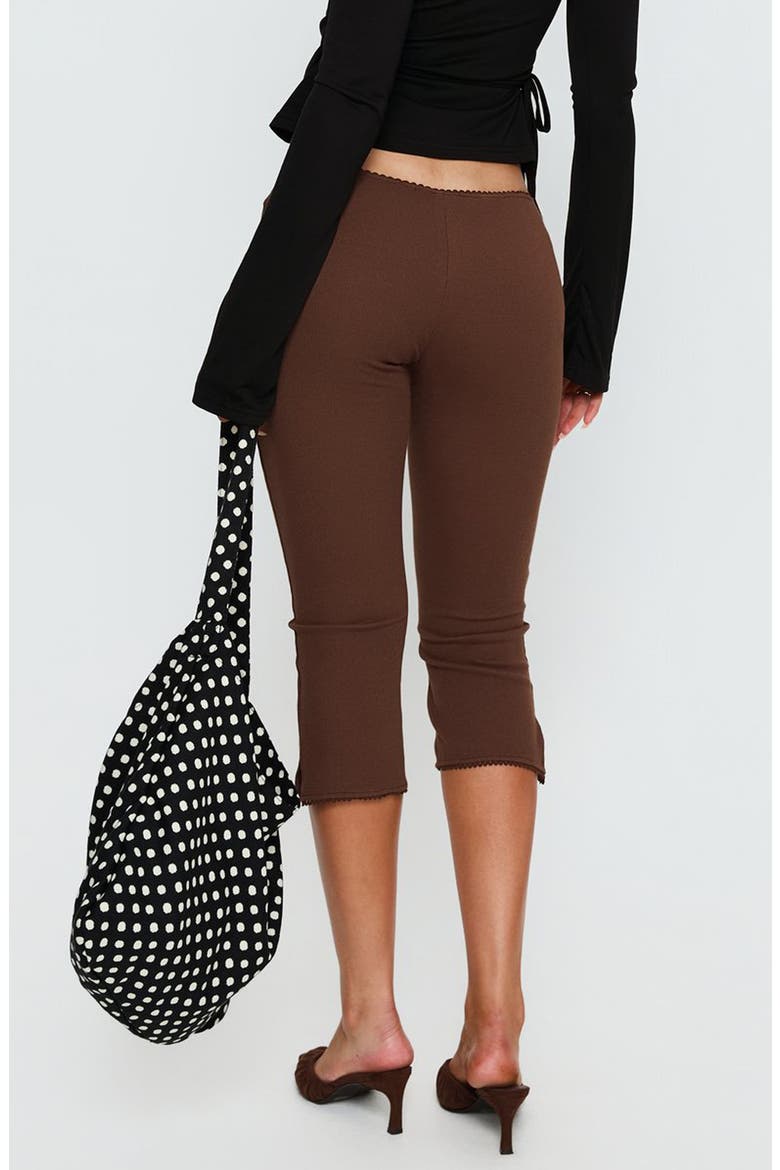 Baseline Ribbed Lace Trim Capri Pants, Alternate, color, CHOCOLATE