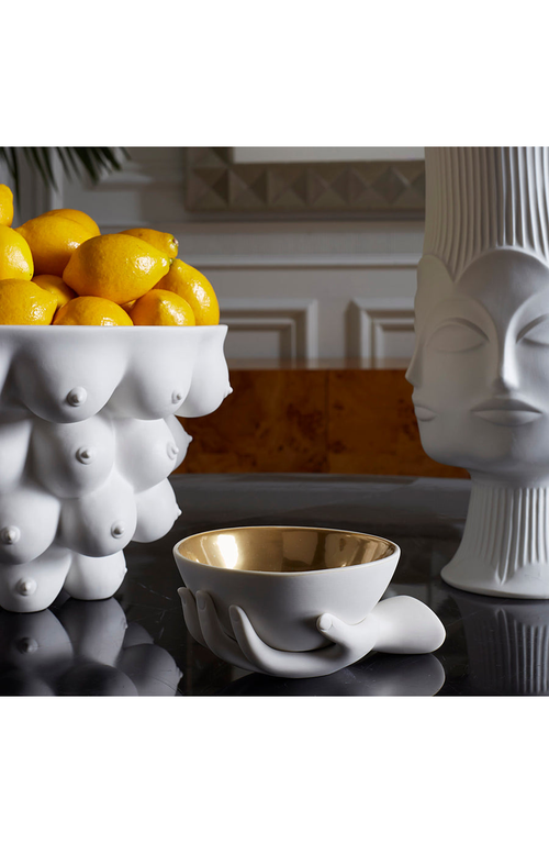 Jonathan Adler Muse Eve Porcelain Accent Bowl In White/gold