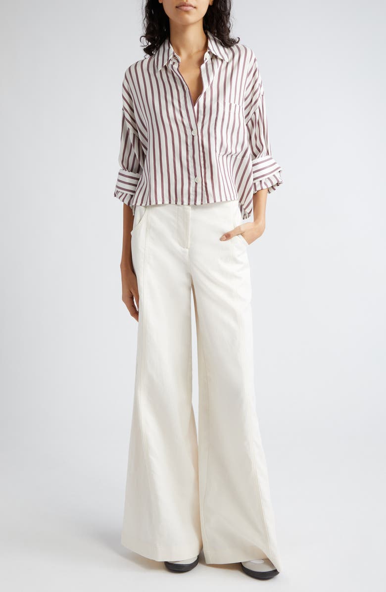 TWP Next Ex Stripe Crop Silk Shirt, Alternate, color,