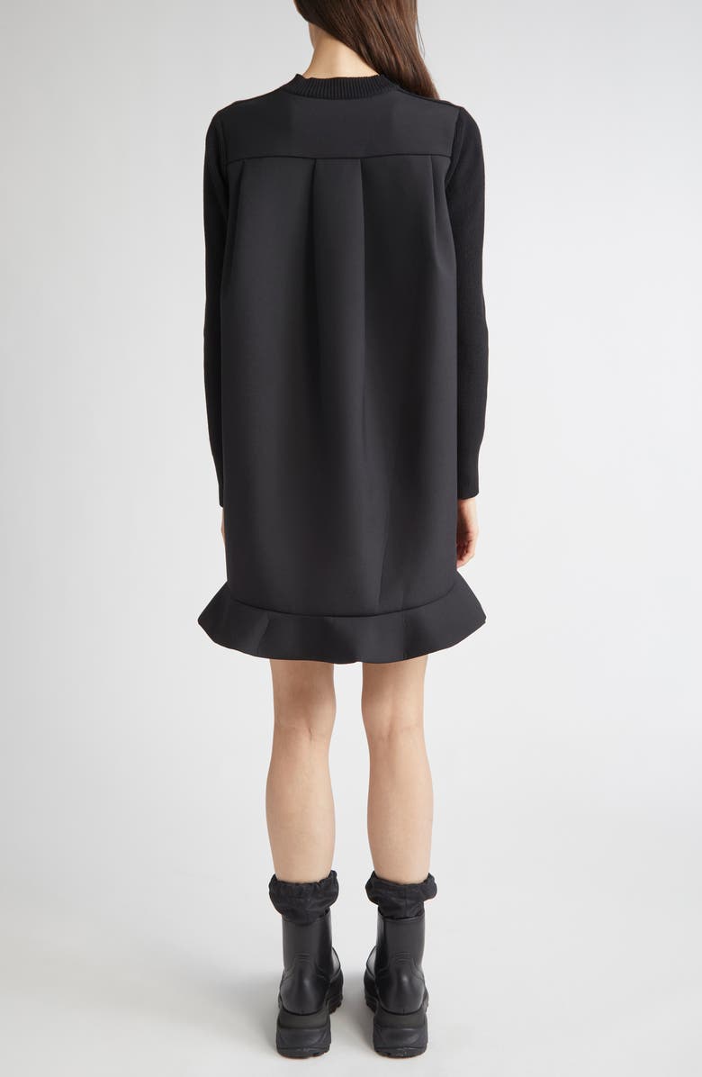 Sacai Suiting Mixed Media Long Sleeve Sweater Dress, Alternate, color, Black