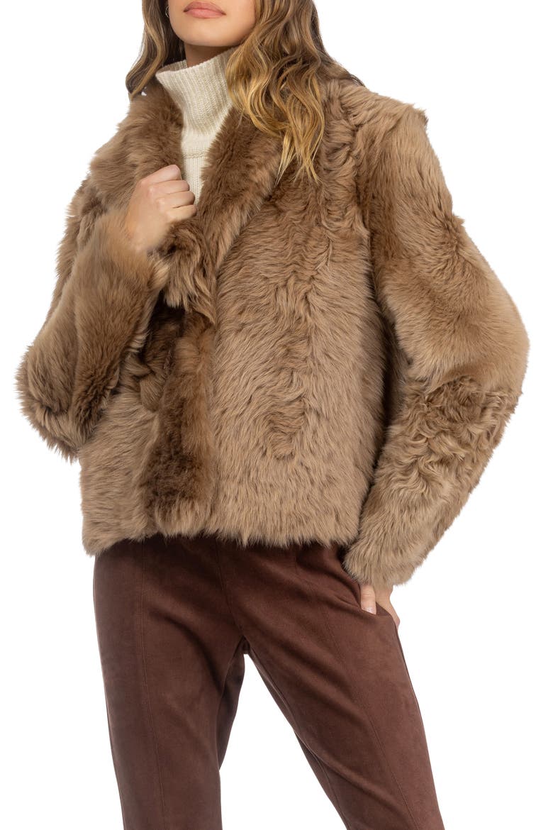 Genuine Shearling Reversible Jacket, Main, color, DARK CAMEL