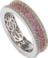 SUZY LEVIAN Sterling Silver Accent Pavé Pink Sapphire Eternity Band Ring