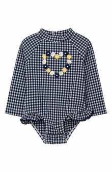 Little Me Gingham UPF 50+ One-Piece Rashguard