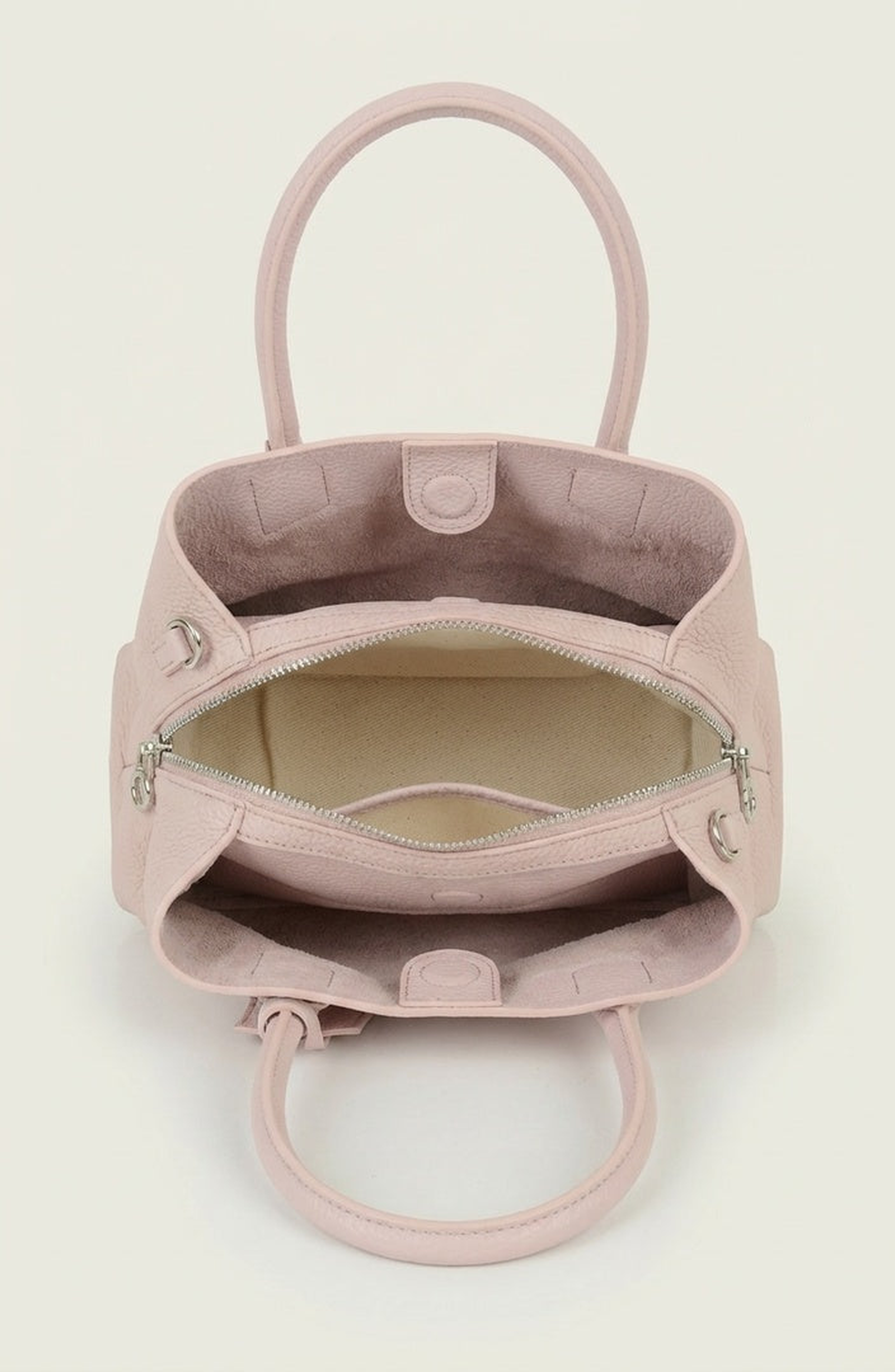 Modenaire Top Handle Leather Bag with Ring Accent, Alternate, color, Pink