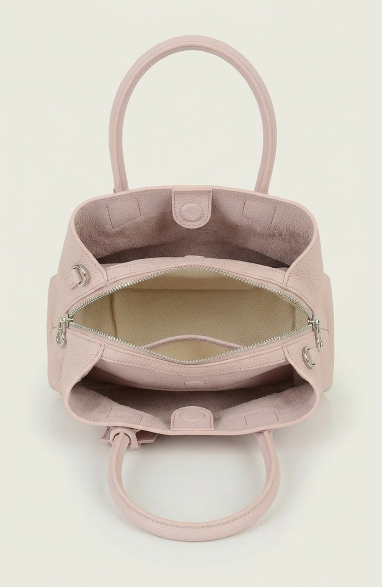 Modenaire Top Handle Leather Bag with Ring Accent, Alternate, color, Pink