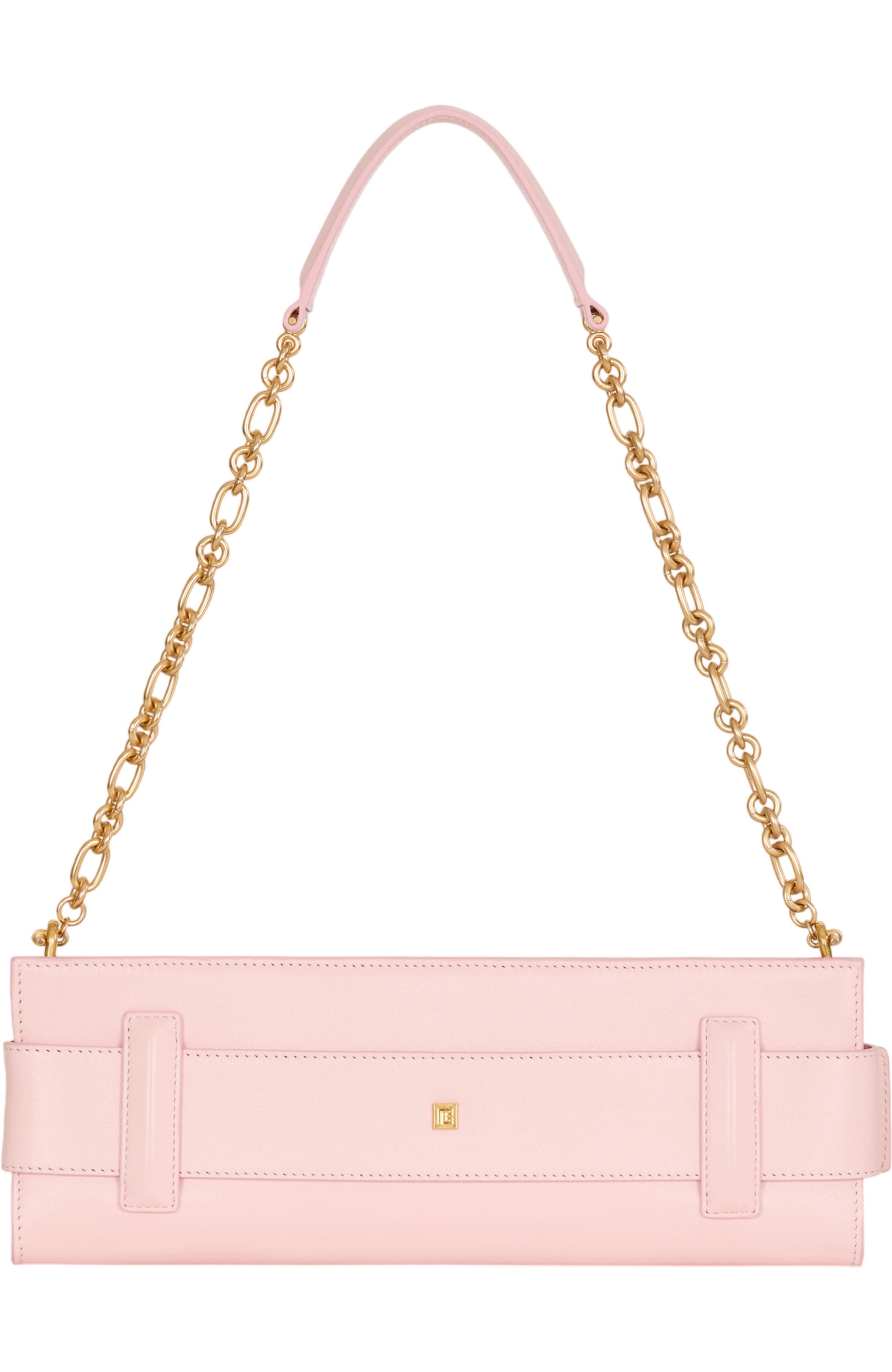 Balmain Anthem smooth leather clutch, Alternate, color, Pink