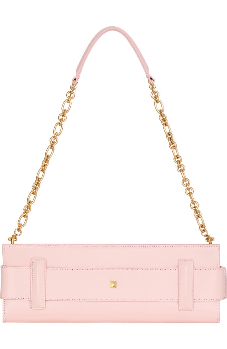 Balmain Anthem smooth leather clutch, Alternate, color, Pink