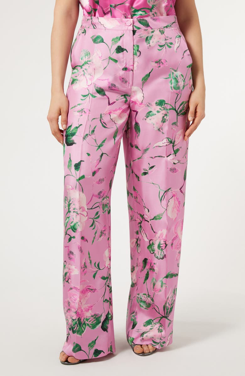 Marina Rinaldi Maremma Silk Twill Straight Leg Trousers, Main, color, 