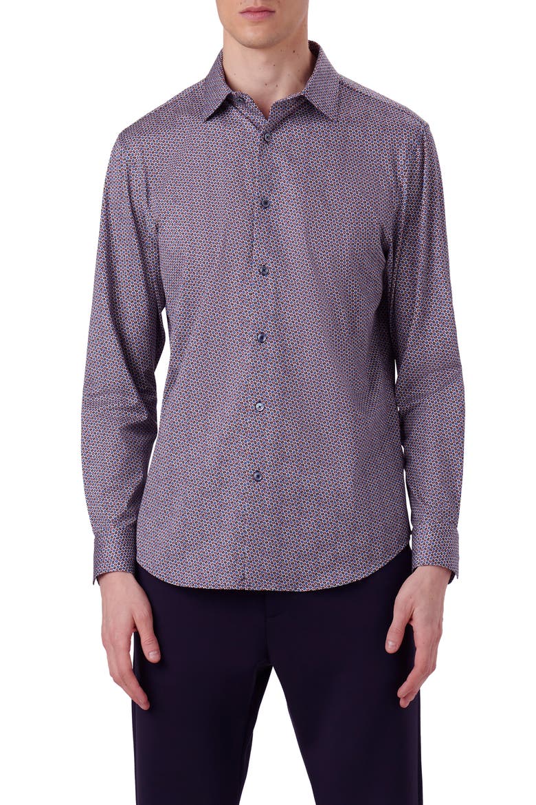 James OoohCotton® Coin Dot Print Button-Up Shirt, Main, color, PURPLE/ BURGUNDY