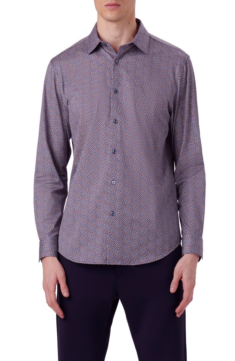 Bugatchi James OoohCotton<sup>®</sup> Coin Dot Print Button-Up Shirt, Main, color, 