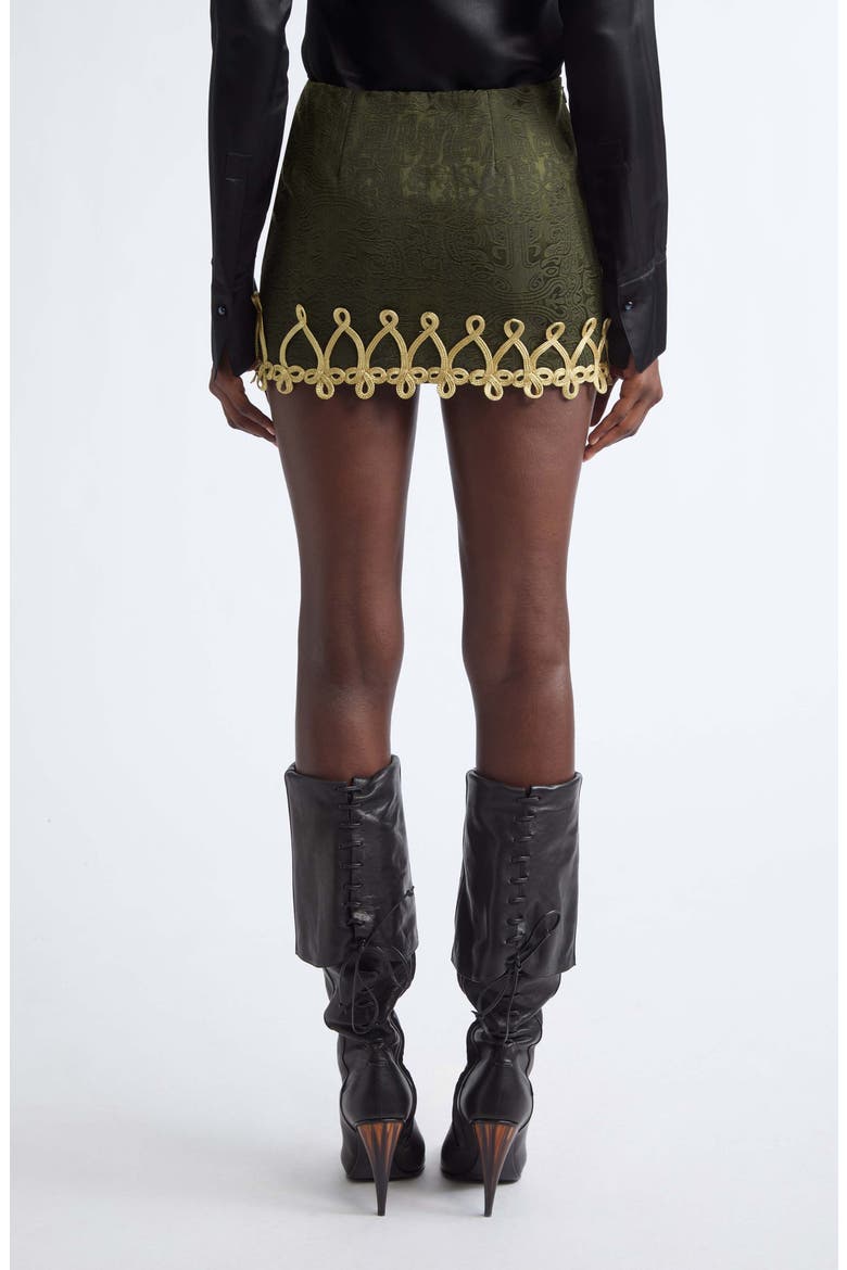 Chi Jacquard Miniskirt, Alternate, color, ARMY GREEN