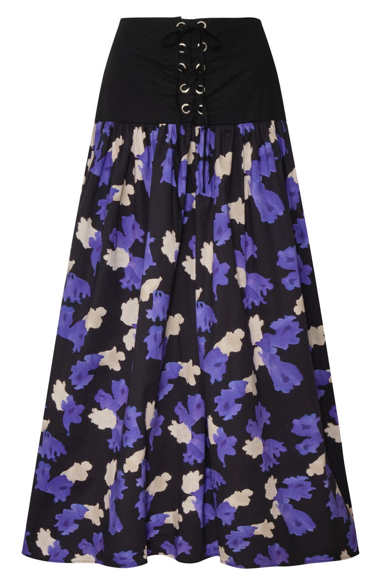 The Lulo Project The Sentinel Lace-Up Floral Print Maxi Skirt, Alternate, color, Jacaranda