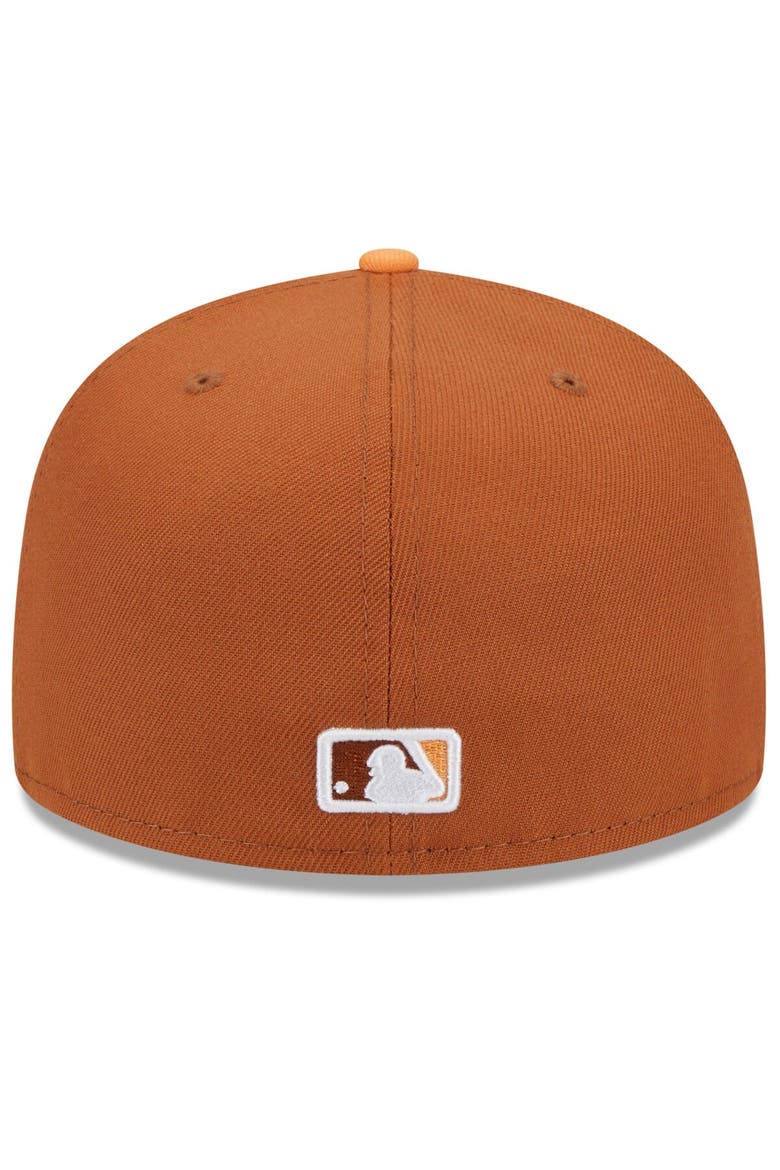 Men's New Era Brown/Orange Los Angeles Angels Spring Color Basic Two-Tone 59FIFTY Fitted Hat, Alternate, color, Brown