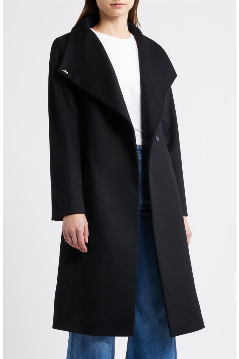 Calegan Wool & Cashmere Wrap Coat, Alternate, color, BLACK