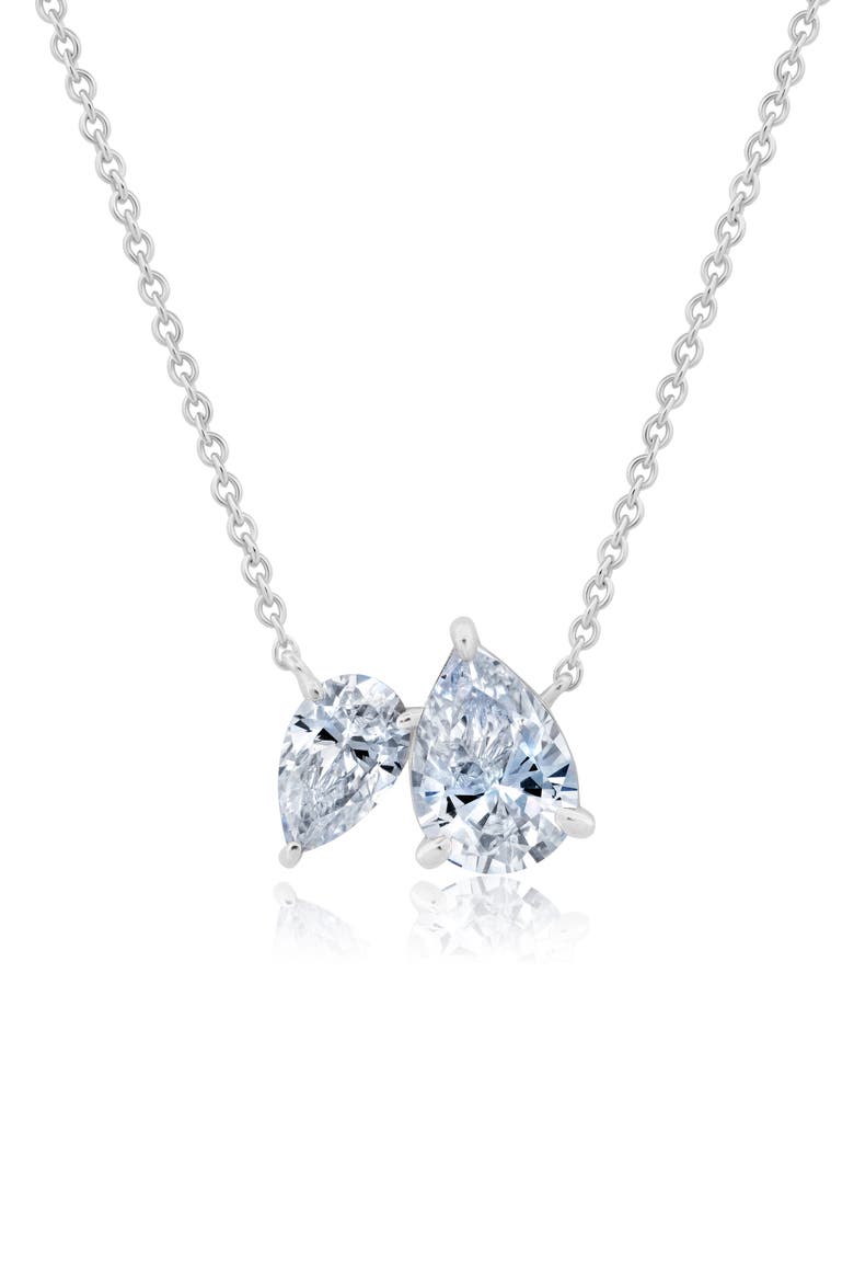 Up & Down Pear Cut Cubic Zirconia Pendant Necklace, Main, color, SILVER